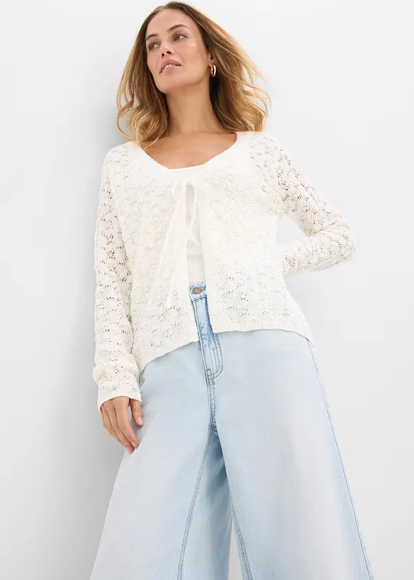 H&aring;lm&ouml;nstrad cardigan av bomull, bonprix