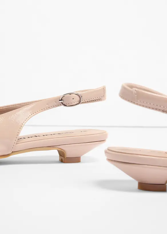 Ballerinaskor med slingback och lacklook, bonprix