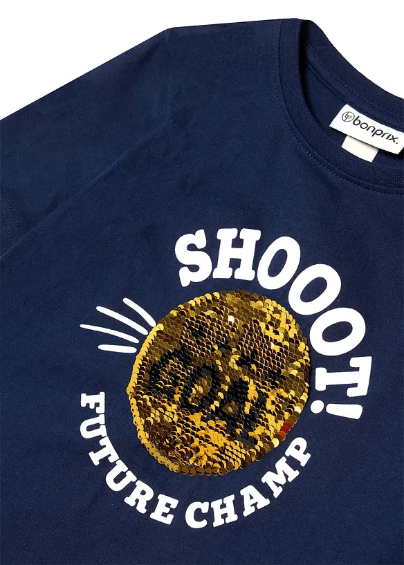 T-shirt i ekologisk bomull med v&auml;ndbara paljetter, bonprix