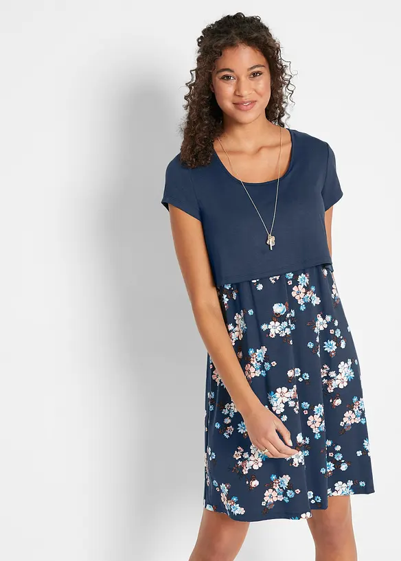Blommig mamma-/amningskl&auml;nning i jersey, bonprix