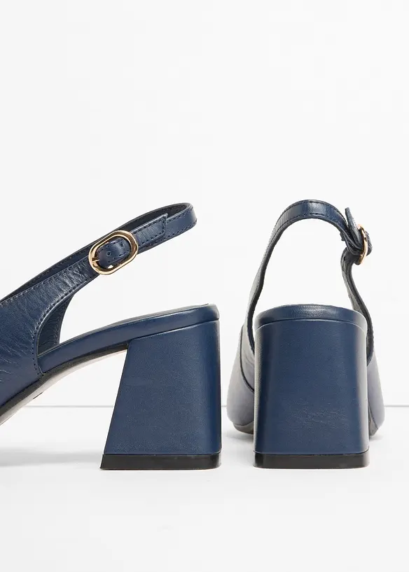 Slingbackpumps i skinn, bonprix