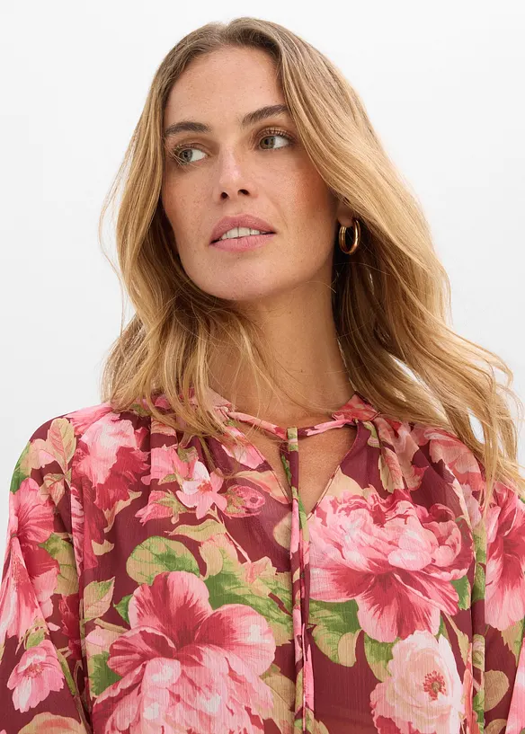 Chiffongblus med volanger, bonprix