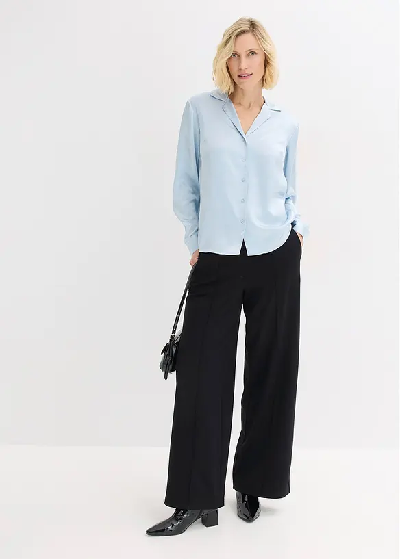 Satinblus med krage och slag, bonprix