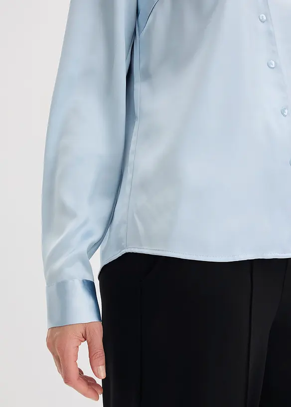 Satinblus med krage och slag, bonprix