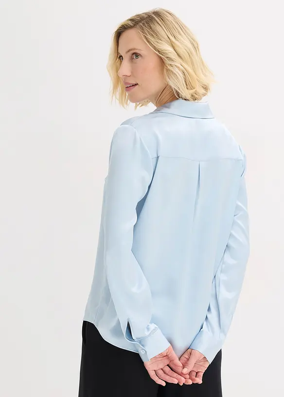 Satinblus med krage och slag, bonprix