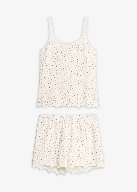 Pyjamas med shorts, ribbat material, bonprix