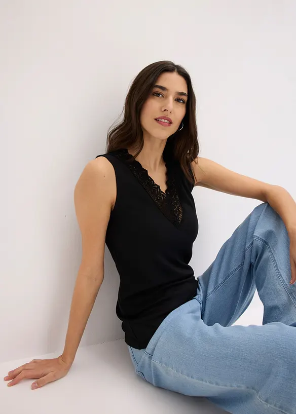 Topp med spets, bonprix