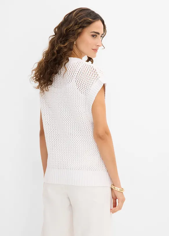 Stickad topp i bomull, bonprix