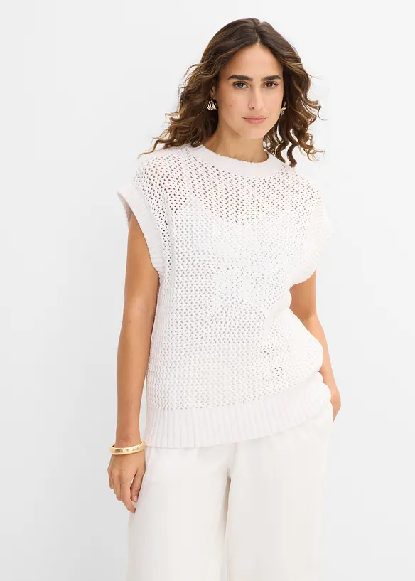 Stickad topp i bomull, bonprix