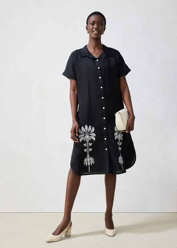 Kaftankl&auml;nning av linne med broderi, bonprix