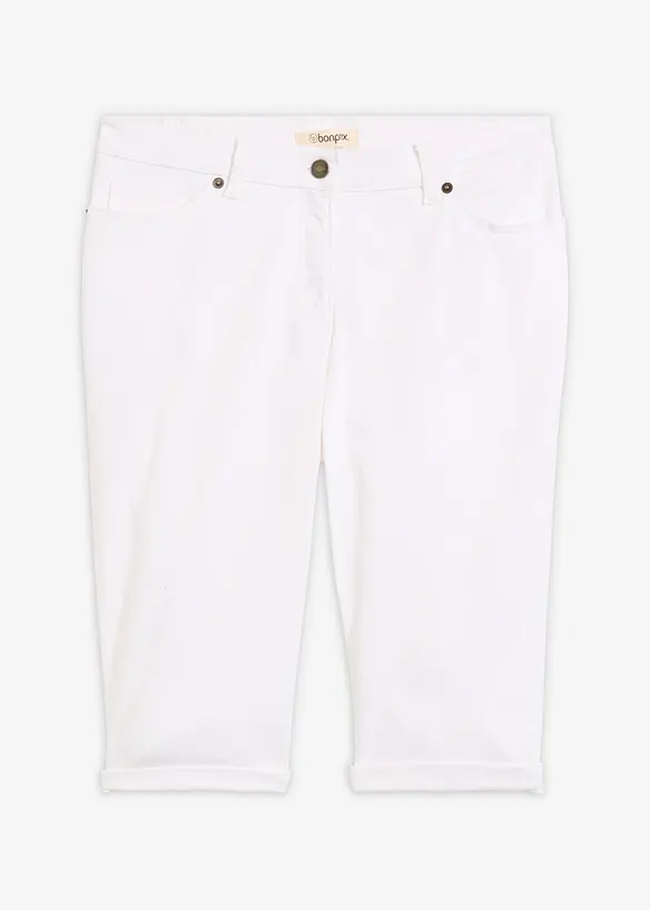 Stretchiga jeansbermudas med uppvikta benslut, bonprix