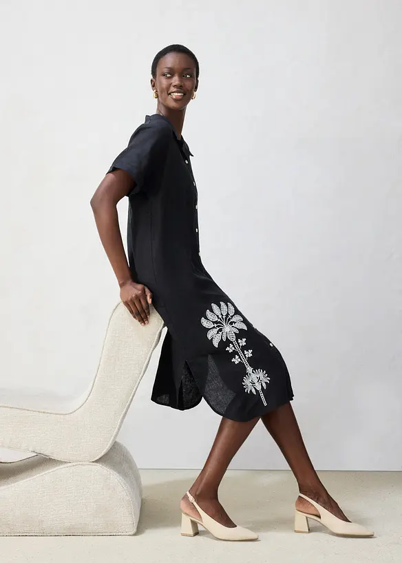 Kaftankl&auml;nning av linne med broderi, bonprix