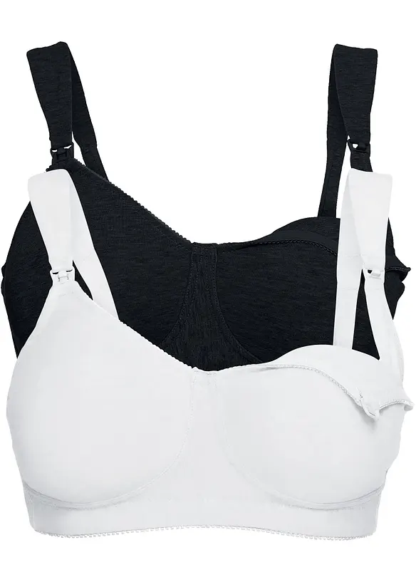 Amningsbeh&aring; utan bygel med ekologisk bomull (2-pack), bonprix