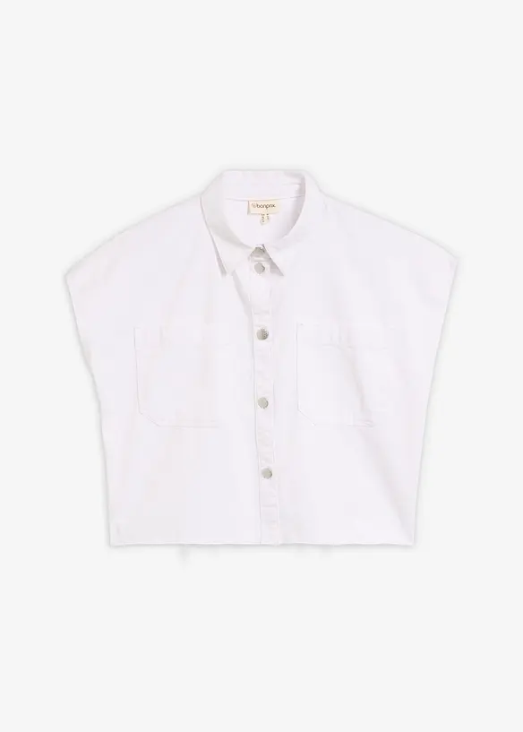 Kort jeansblus i fyrkantig modell, bonprix