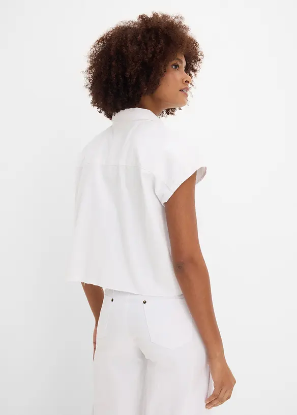 Kort jeansblus i fyrkantig modell, bonprix