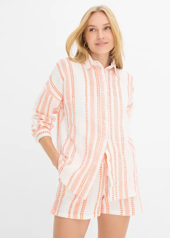 Skjortblus av luftig muslin, bonprix