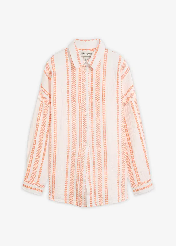 Skjortblus av luftig muslin, bonprix