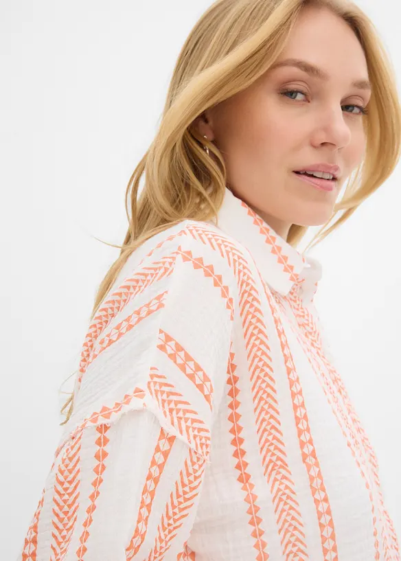 Skjortblus av luftig muslin, bonprix