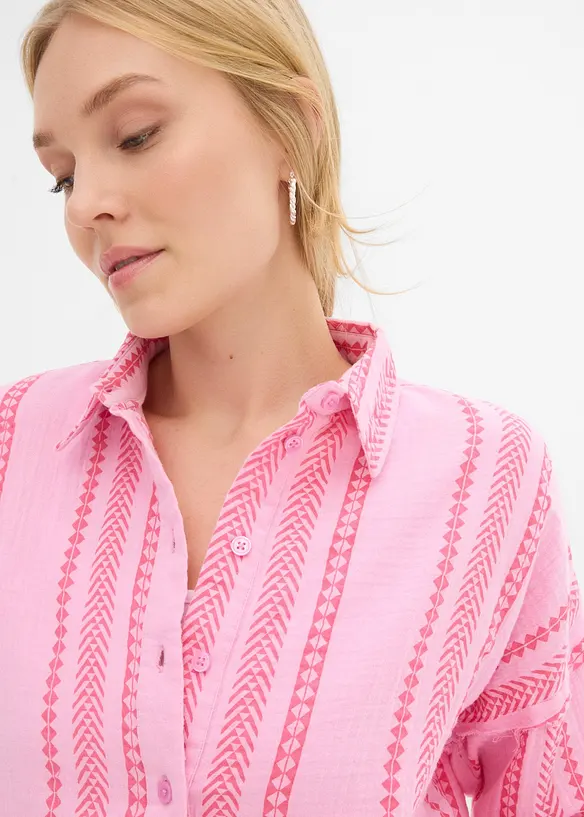 Skjortblus av luftig muslin, bonprix