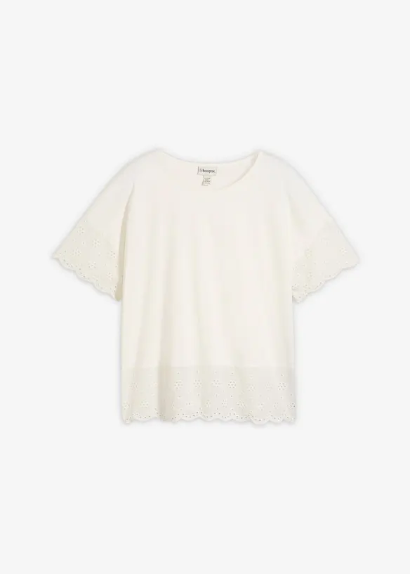 Topp med broderie anglaise, bonprix