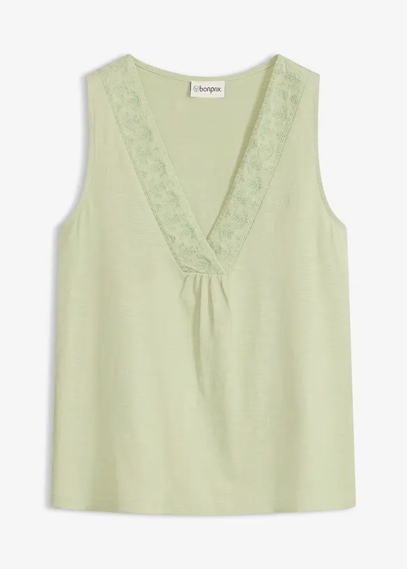 Linne med bomull och broderi, bonprix