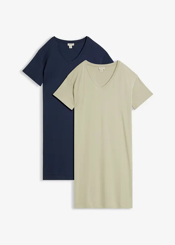 T-shirtkl&auml;nning i oversizemodell med V-ringning (2-pack), bonprix