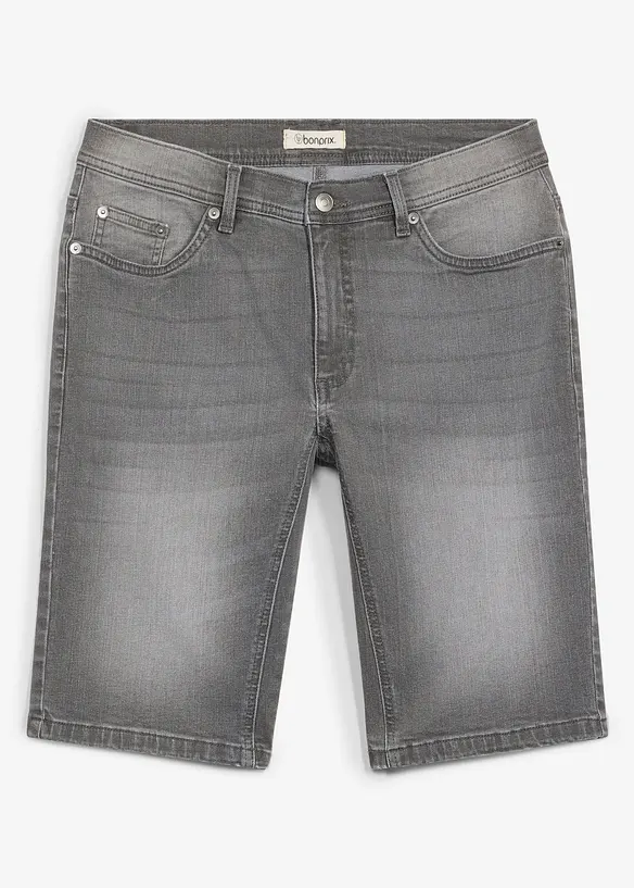 Stretchiga jeansshorts med f&ouml;rst&auml;rkt gren, Regular Fit, bonprix