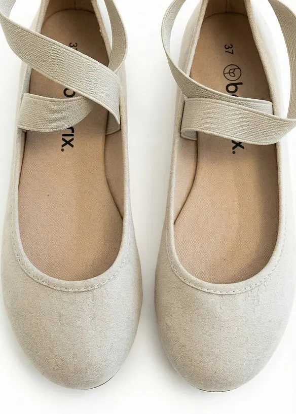 Ballerinaskor med elastiska remmar, bonprix