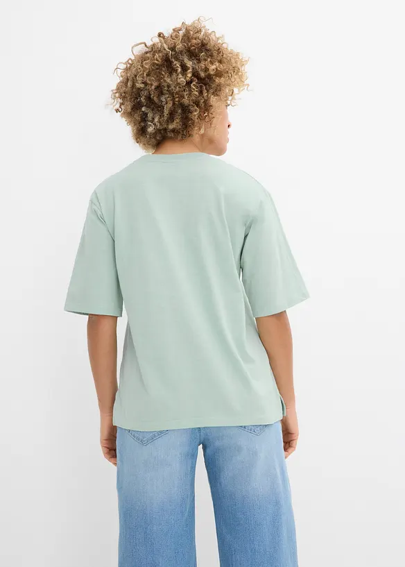 Kantig topp av flamgarn i ekologisk bomull (2-pack), bonprix