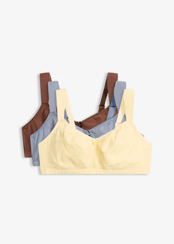 BH med bomull utan bygel  (3-pack), bonprix