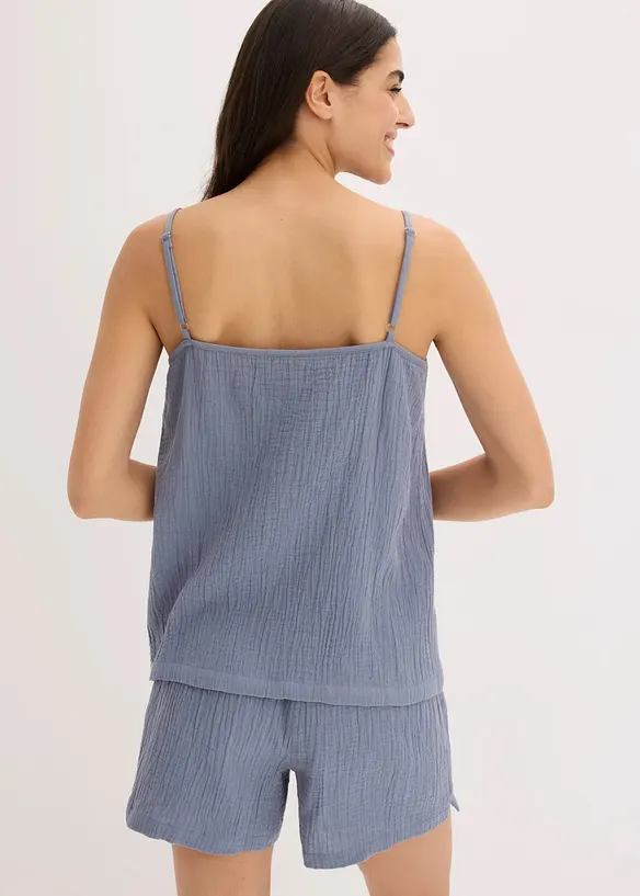 Muslinpyjamas med shorts och smala axelband, bonprix