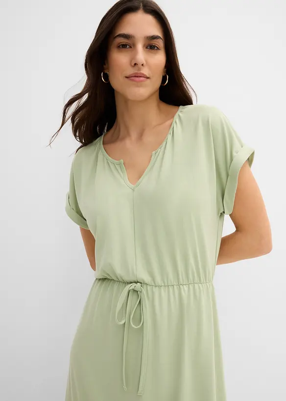 Jerseykl&auml;nning med &aring;tervunnen polyester och fint fall, bonprix