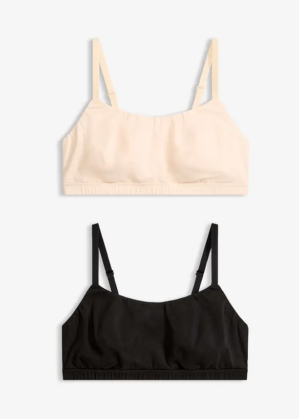 Bralette utan bygel, med bomull (2-pack), bonprix