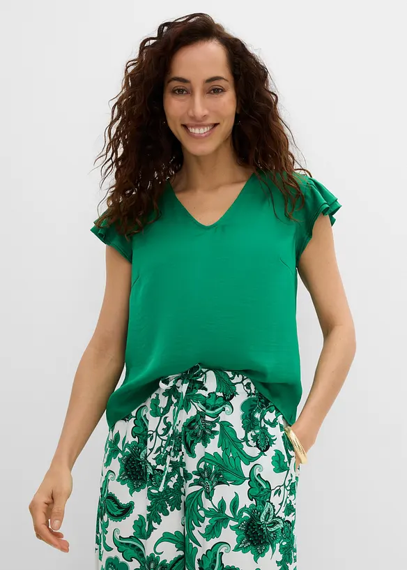 Blus med volanger, bonprix
