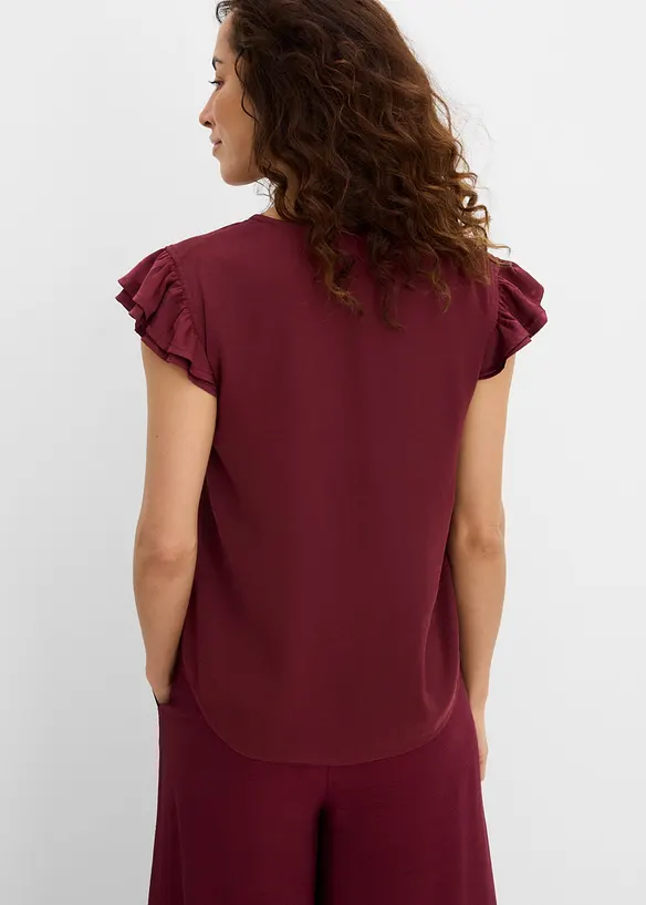 Blus med volanger, bonprix