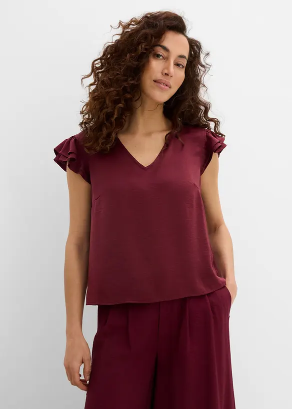 Blus med volanger, bonprix