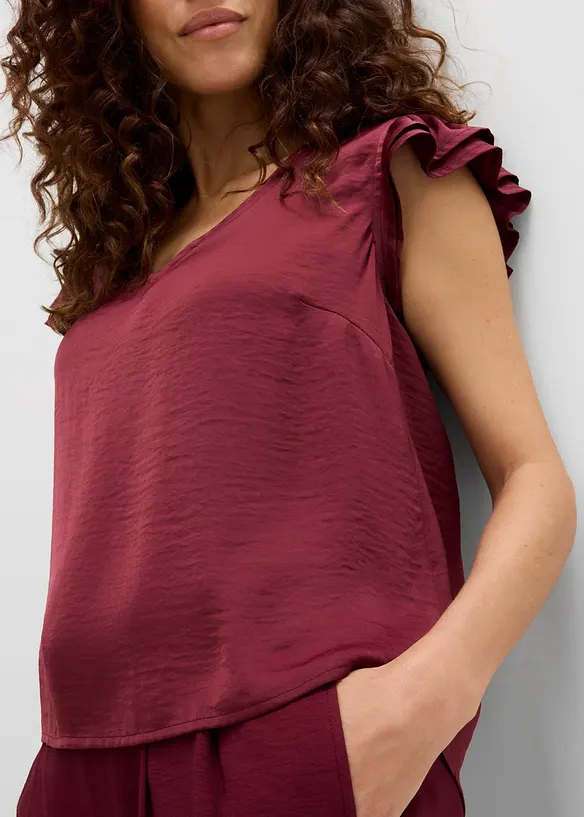 Blus med volanger, bonprix