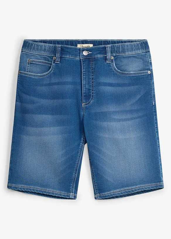Jeansshorts i sweatshirtmaterial med res&aring;rlinning Regular Fit, bonprix