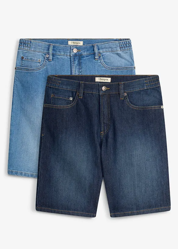 Tunna jeansshorts med res&aring;rmidja (2-pack) Regular Fit, bonprix