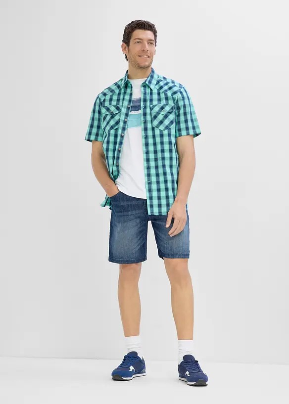 Tunna jeansshorts med res&aring;rmidja, Relaxed Fit, bonprix