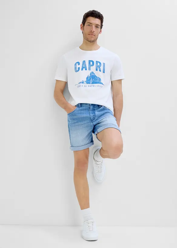 Tunna jeansshorts med res&aring;rmidja, Relaxed Fit, bonprix