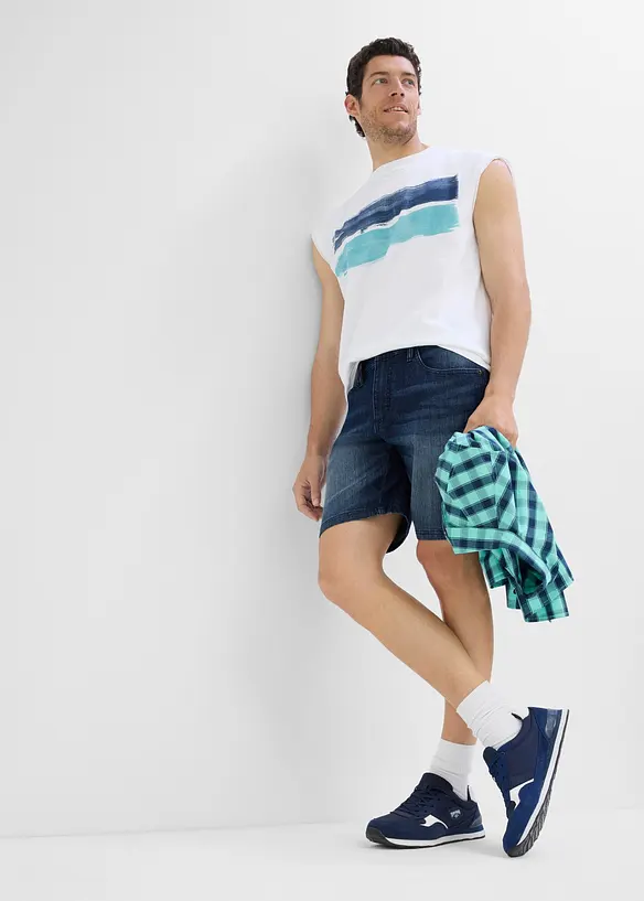 Tunna jeansshorts med res&aring;rmidja, Relaxed Fit, bonprix