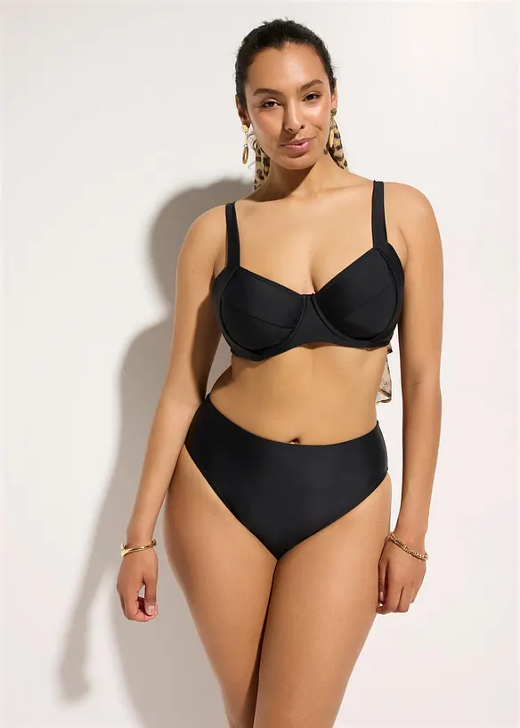 Minimizer-bikini och bikinibyxa med h&ouml;g midja och l&auml;tt formande effekt (2 delar), bonprix
