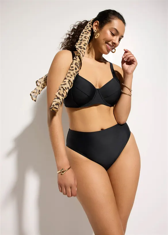 Minimizer-bikini och bikinibyxa med h&ouml;g midja och l&auml;tt formande effekt (2 delar), bonprix