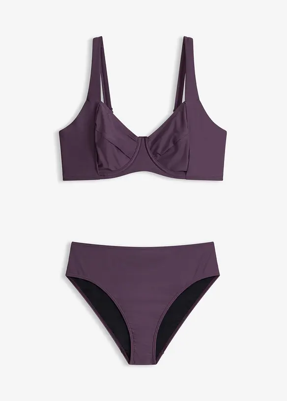 Minimizer-bikini och bikinibyxa med h&ouml;g midja och l&auml;tt formande effekt (2 delar), bonprix