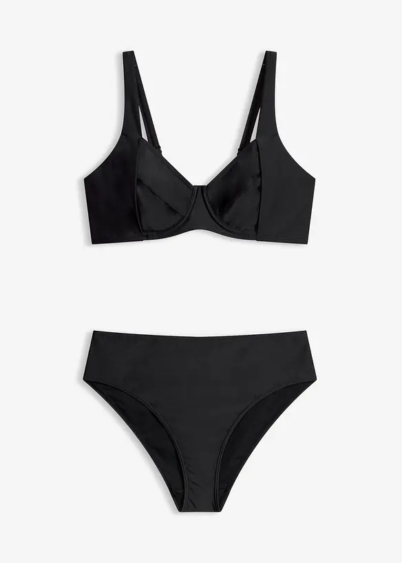 Minimizer-bikini och bikinibyxa med h&ouml;g midja och l&auml;tt formande effekt (2 delar), bonprix