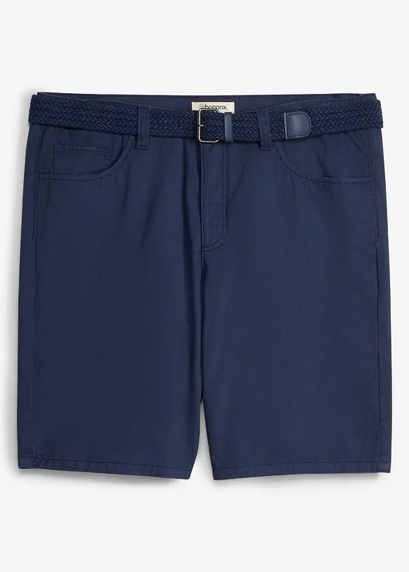 Stretchiga shorts med res&aring;rmidja och sk&auml;rp, Regular Fit, bonprix