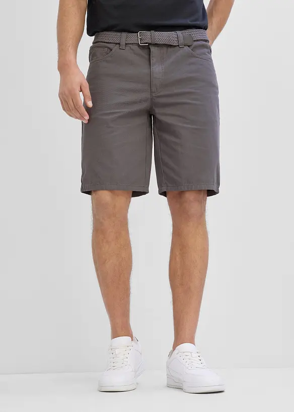 Stretchiga shorts med res&aring;rmidja och sk&auml;rp, Regular Fit, bonprix