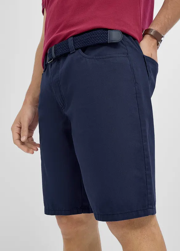 Stretchiga shorts med res&aring;rmidja och sk&auml;rp, Regular Fit, bonprix