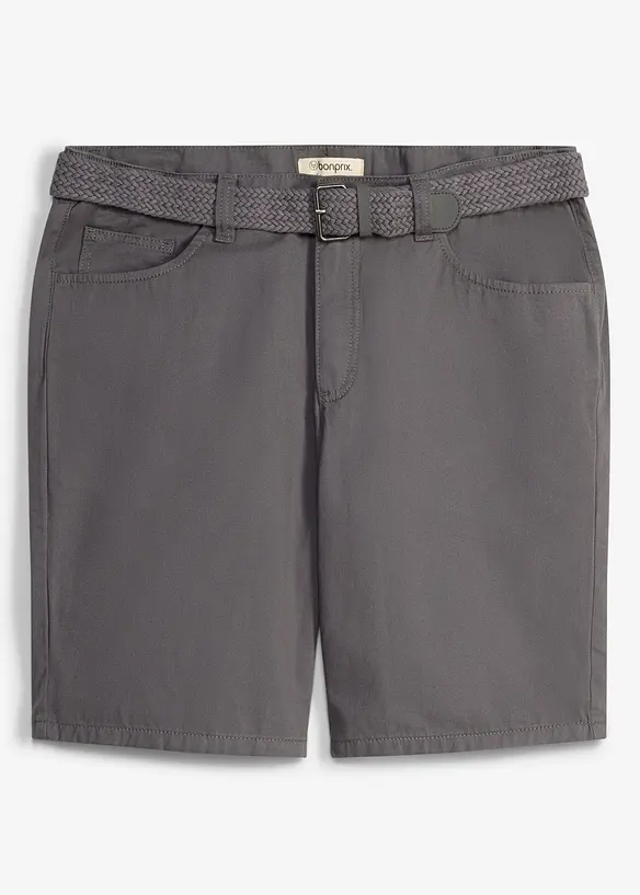 Stretchiga shorts med res&aring;rmidja och sk&auml;rp, Regular Fit, bonprix